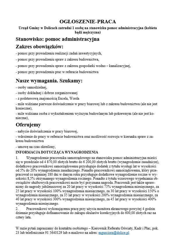 Ogłoszenie - praca