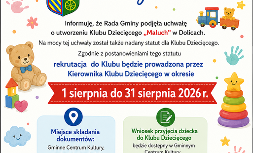 Zdjęcie do Rekrutacja do Klubu Dziecięcego "Maluch"