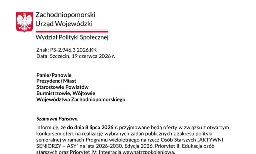 Zdjęcie do &bdquo;AKTYWNI SENIORZY &ndash; ASY&rdquo; na lata 2026-2030