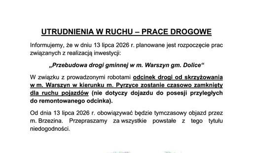Zdjęcie do Uwaga na utrudnienia w ruchu!